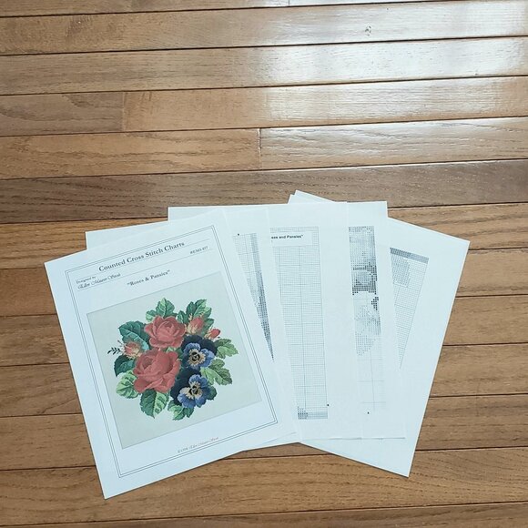 Rose and Pansies Counted Cross Stitch Chart by Ellen Maurer-Stroh 1998 - Picture 3 of 5